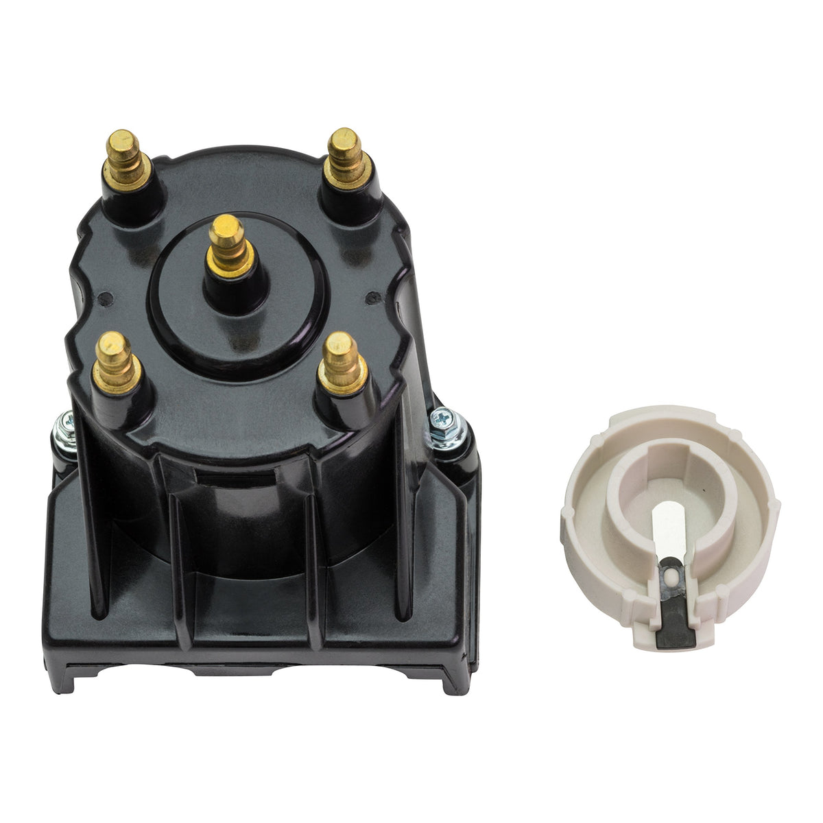 Quicksilver distributor cap kit cap close-up highlighting durable PBT/PET blend for strength.
