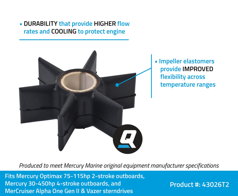 Quicksilver impeller center insert resists tearing for lasting performance.