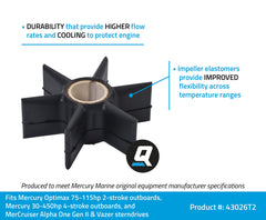 Quicksilver impeller center insert resists tearing for lasting performance.