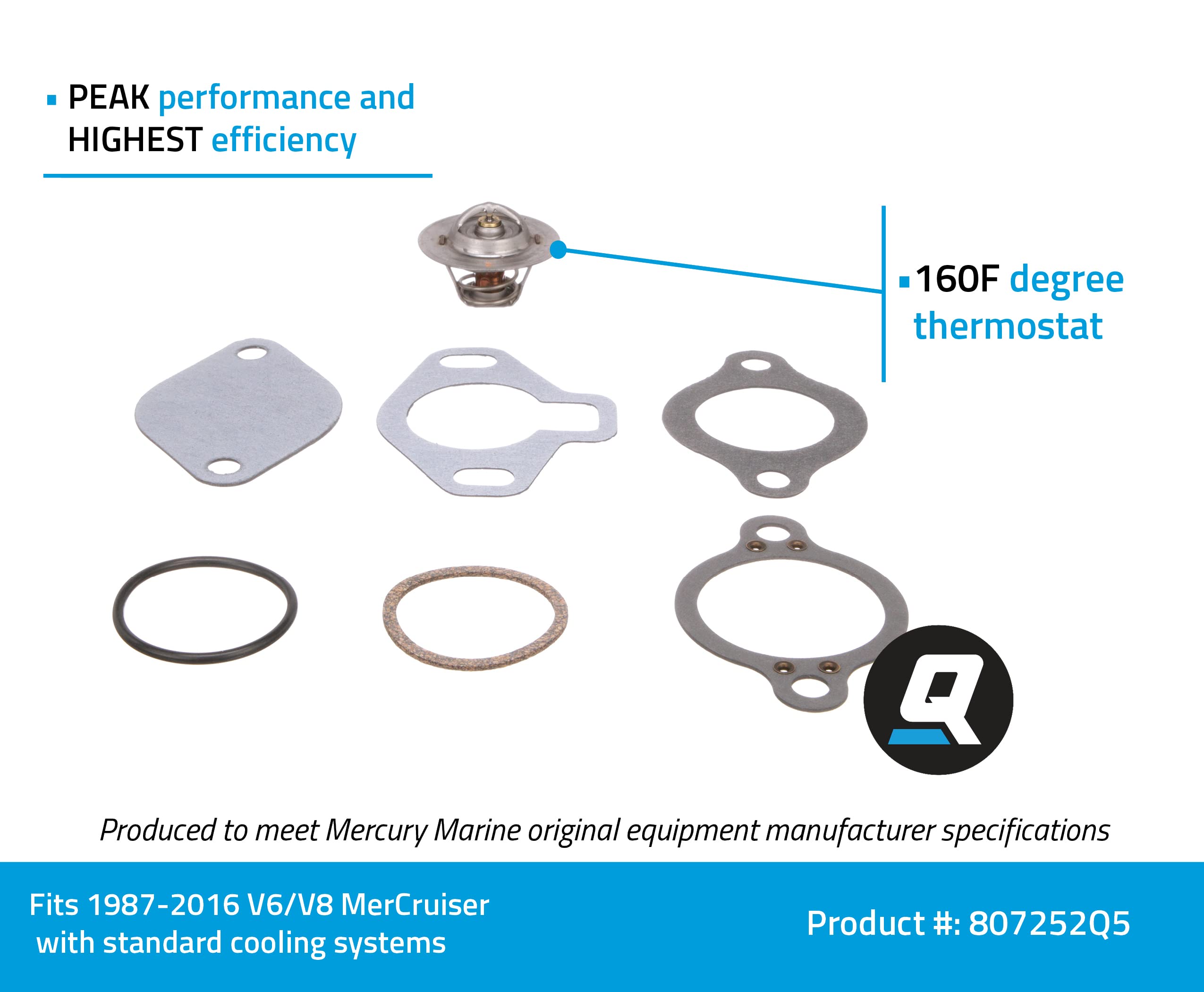 Quicksilver MerCruiser thermostat 1987-2016 maintains optimal engine temperature