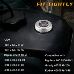 Close-up of QUICKWOLF gauge on Grizzly 600 for precise fuel reading.