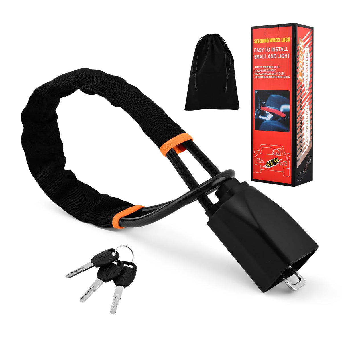 Quivorant car steering wheel lock in compact design deters theft and fits easily