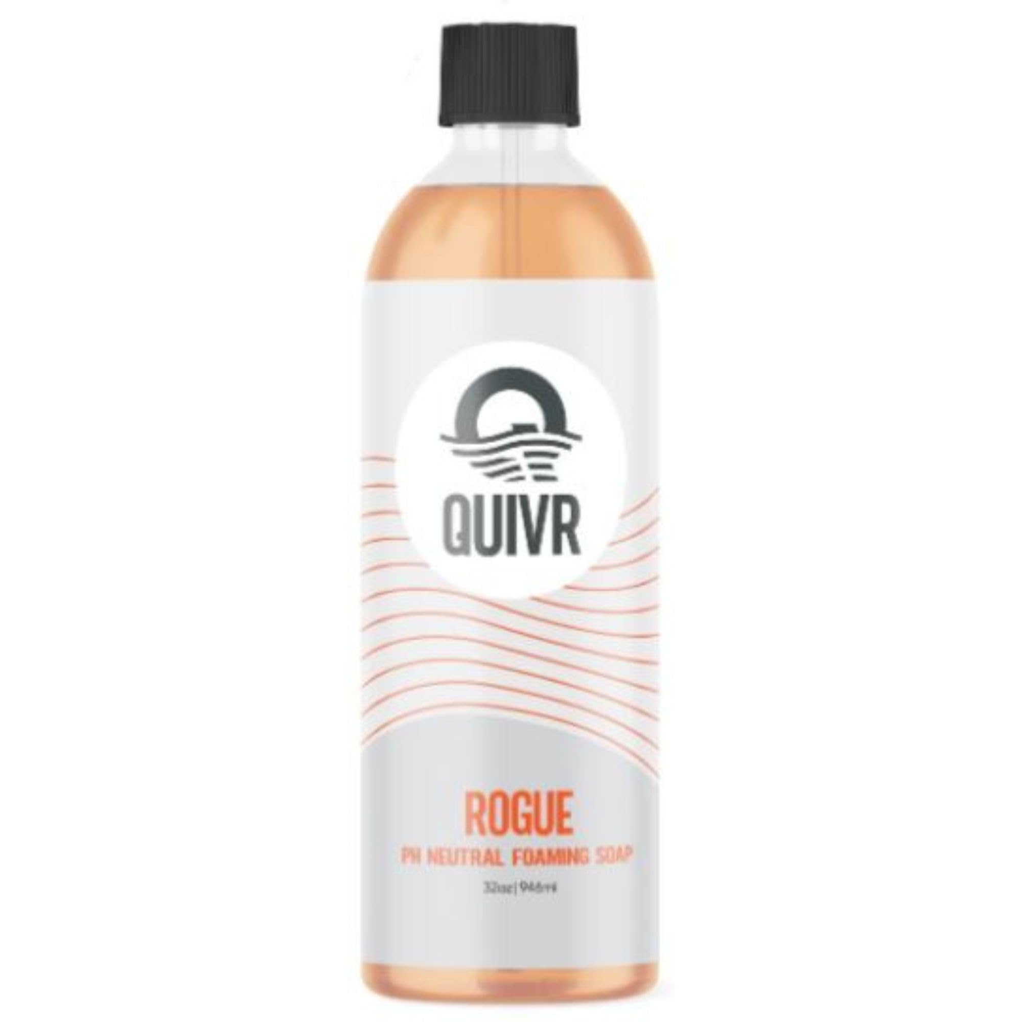 QUIVR Rogue neutral foaming soap bottle pour demonstrates high foam for paint-safe cleaning.