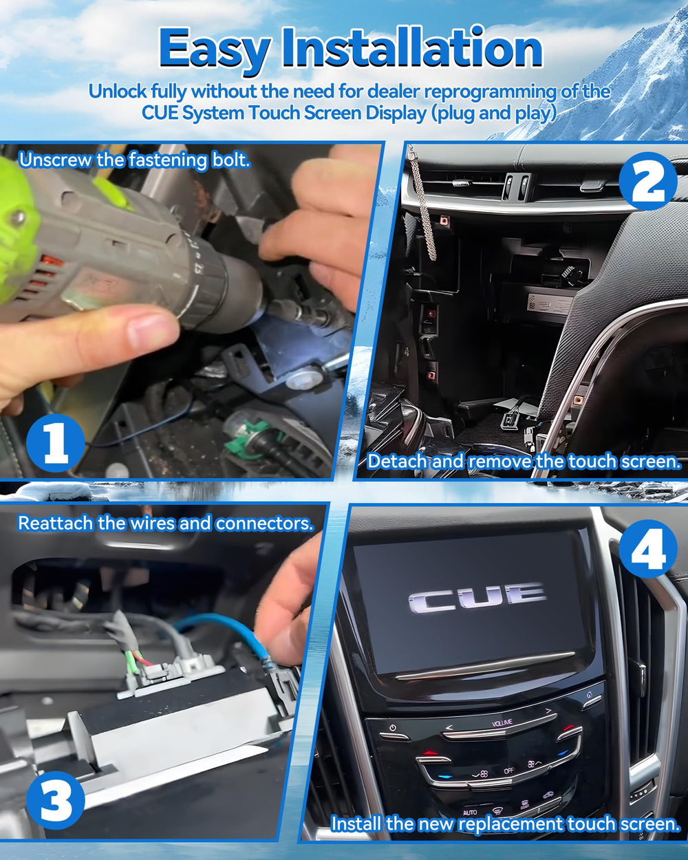 Quixofiber Cadillac CUE high‑resolution display delivers smooth visuals for navigation and media.