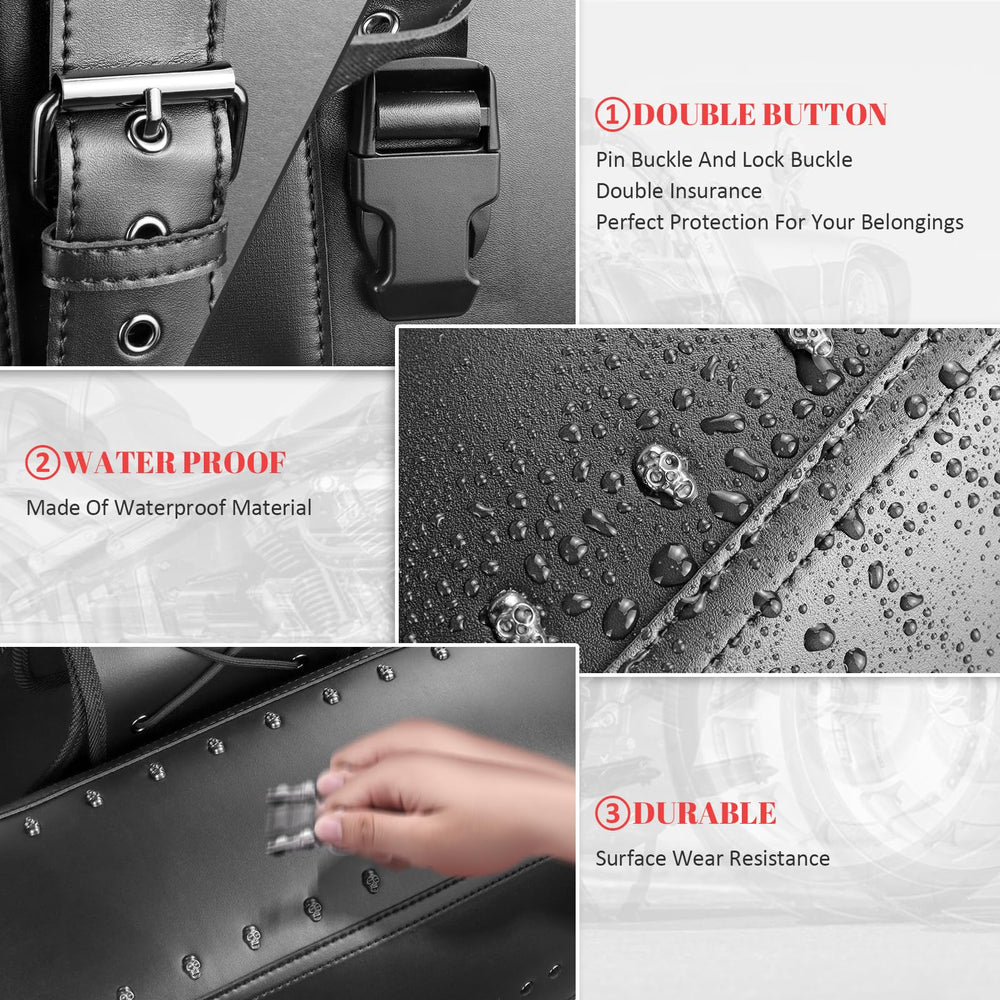 Quixofiber PU leather close-up shows waterproof material and quality stitching.