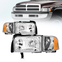 QLLUYTR headlight assembly, driver-side chrome housing, enhances nighttime visibility.