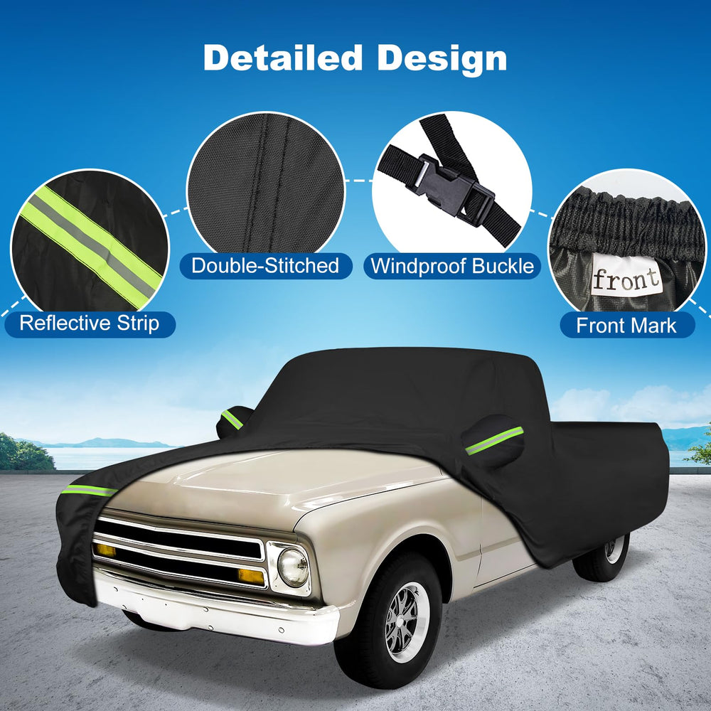 QUNSUNUS car cover side view with buckle shows secure windproof fit