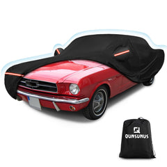 Q QUNSUNUS Mustang 6-layer cover front view protects paint in all weather.