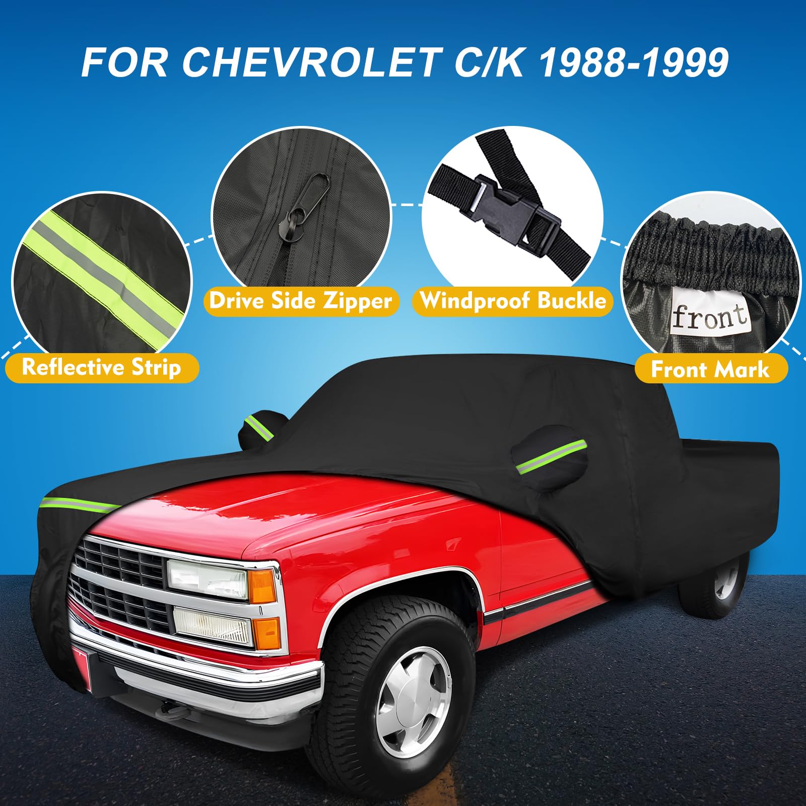 Quunsunus waterproof truck cover illustrates all‑weather protection capabilities