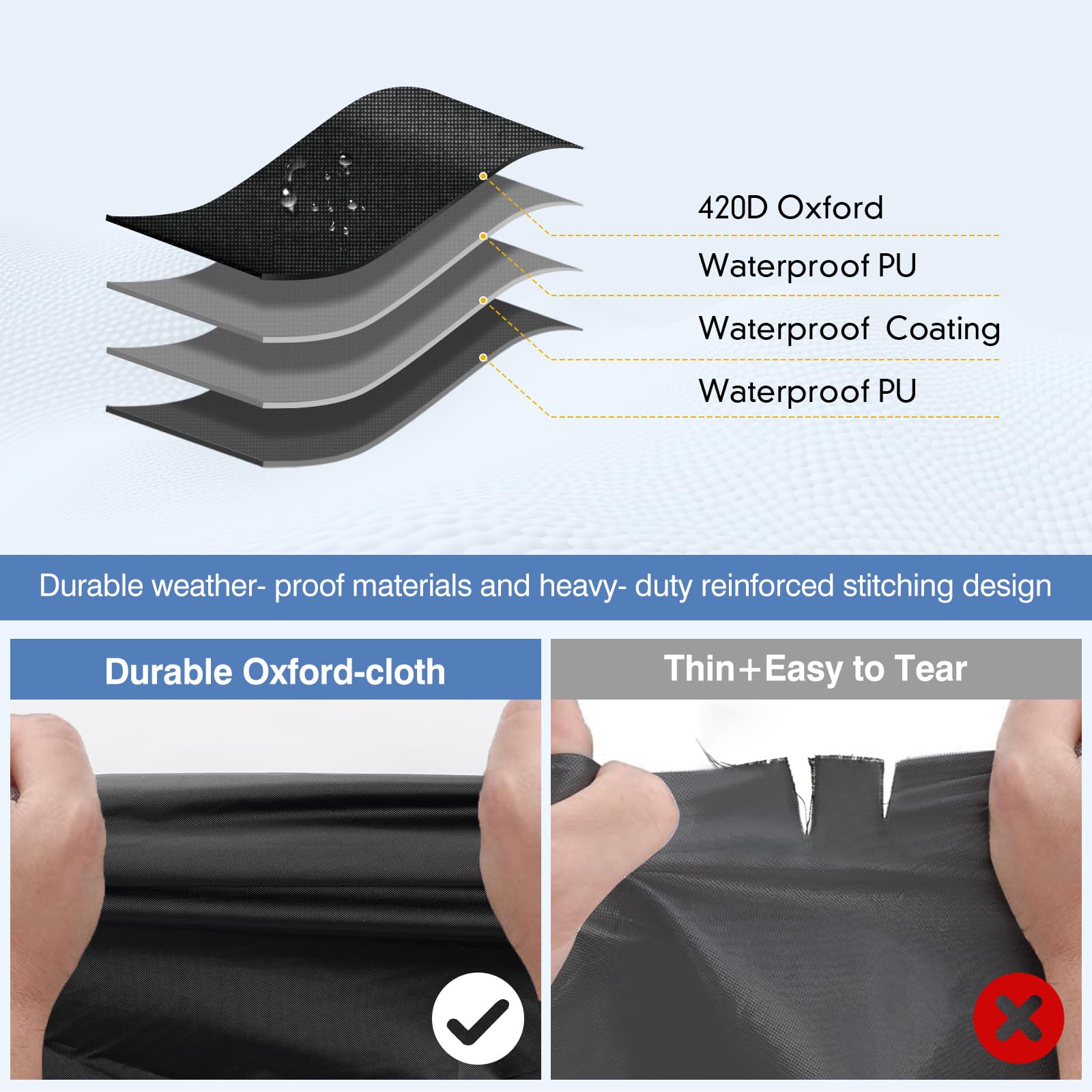 Quunsunus windproof straps secure the cover on a windy day