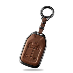 Qunzes GMC key fob cover in brown with metal frame for durability and style