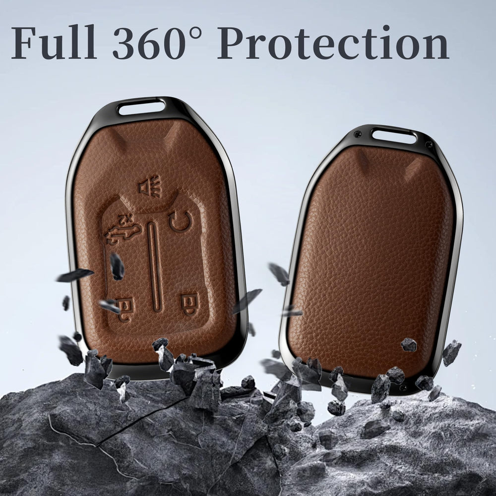 Qunzes brown fob cover with precise opening for seamless key access