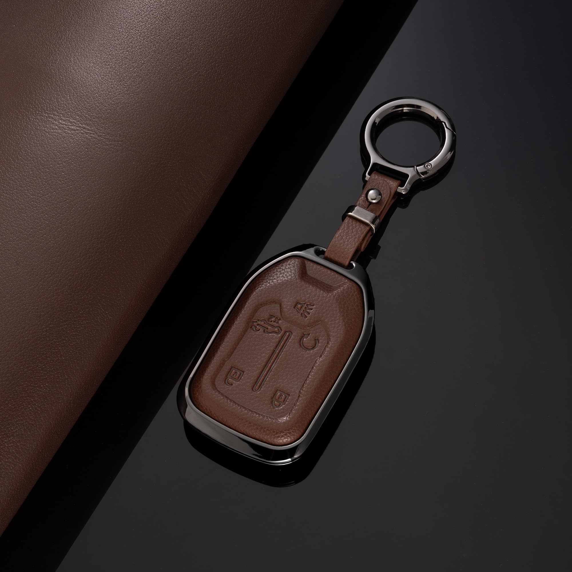 Qunzes brown fob cover with soft-touch buttons for easy use