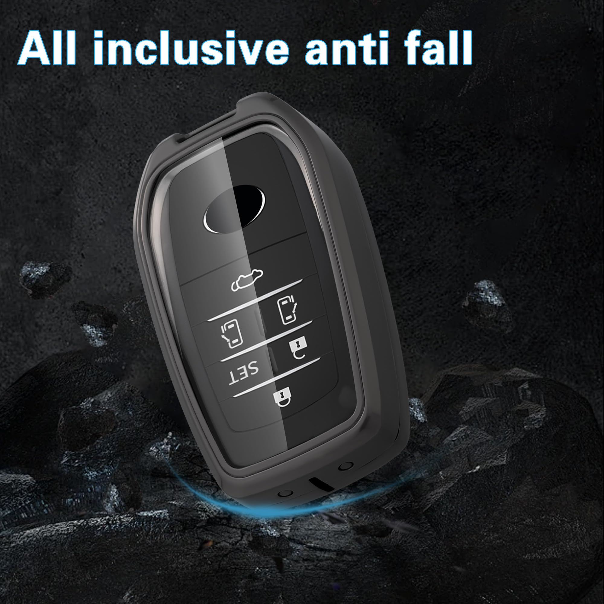 Qunzes key fob cover with heavy-duty keychain for Toyota Corolla keeps buttons responsive and protected.