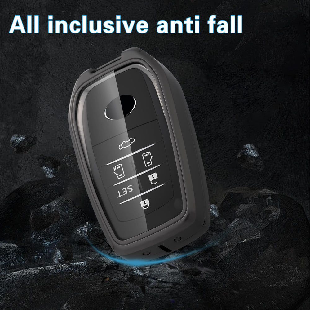 Qunzes key fob cover with heavy-duty keychain for Toyota Corolla keeps buttons responsive and protected.