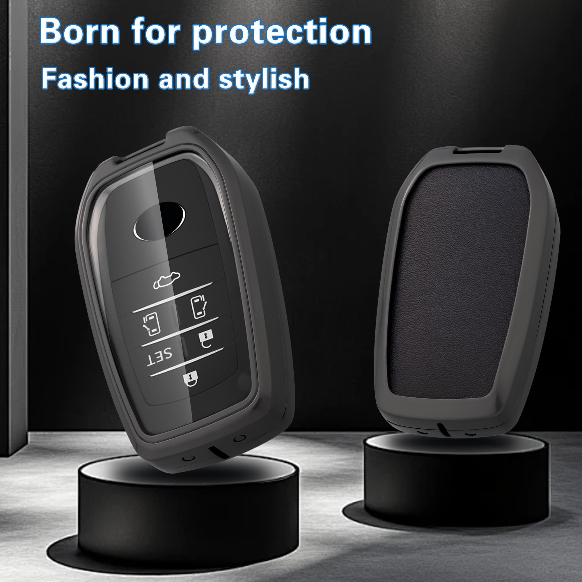 Qunzes key fob cover with heavy-duty keychain for Toyota Hilux shields fob against drops and scuffs.
