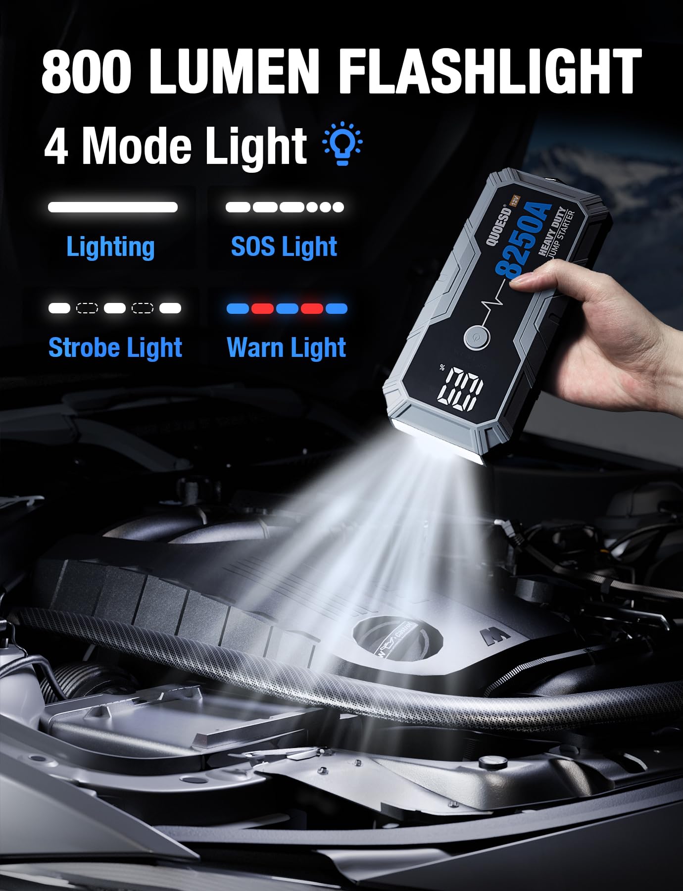 QUOESD 8250A 800-lumen emergency light in action
