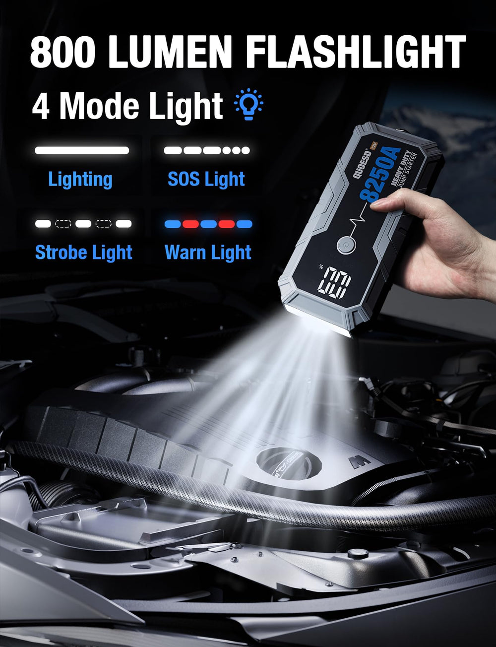 QUOESD 8250A 800-lumen emergency light in action