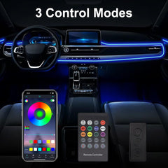 QVEVDACAR RGB LED strip with app and remote for quick mood changes.