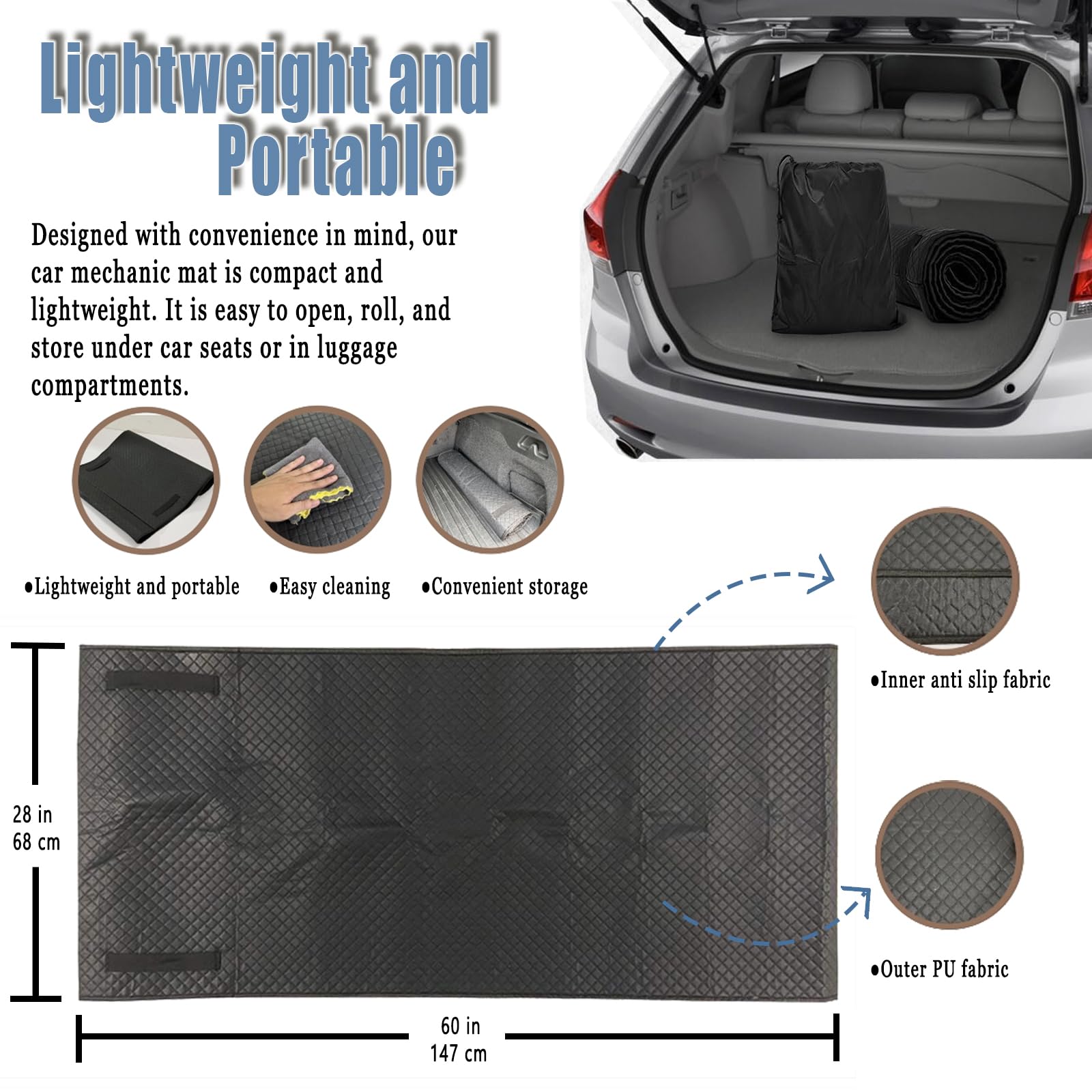 QVIKPMU mechanic mat lightweight portable design for quick setup
