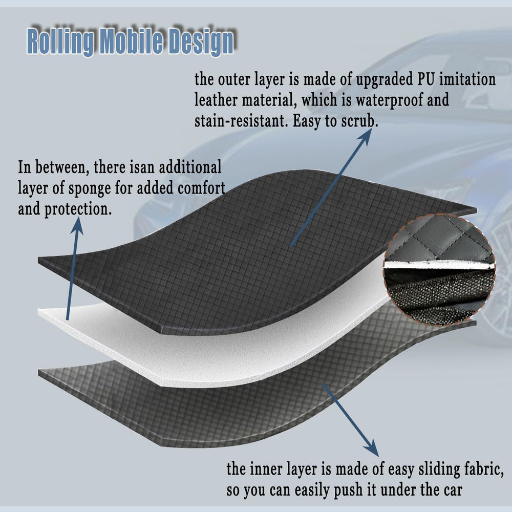 QVIKPMU mechanic mat enables smooth rolling movement under vehicles