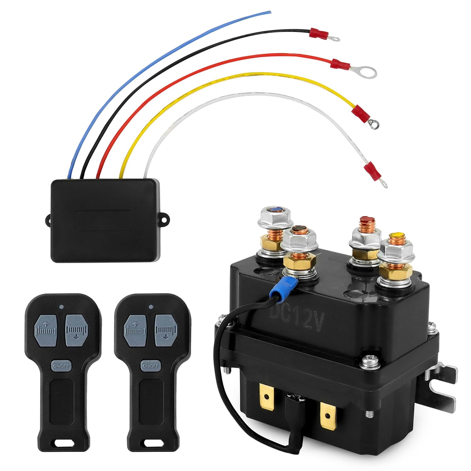 QWORK 12V wireless winch control kit relay for easy remote winching.