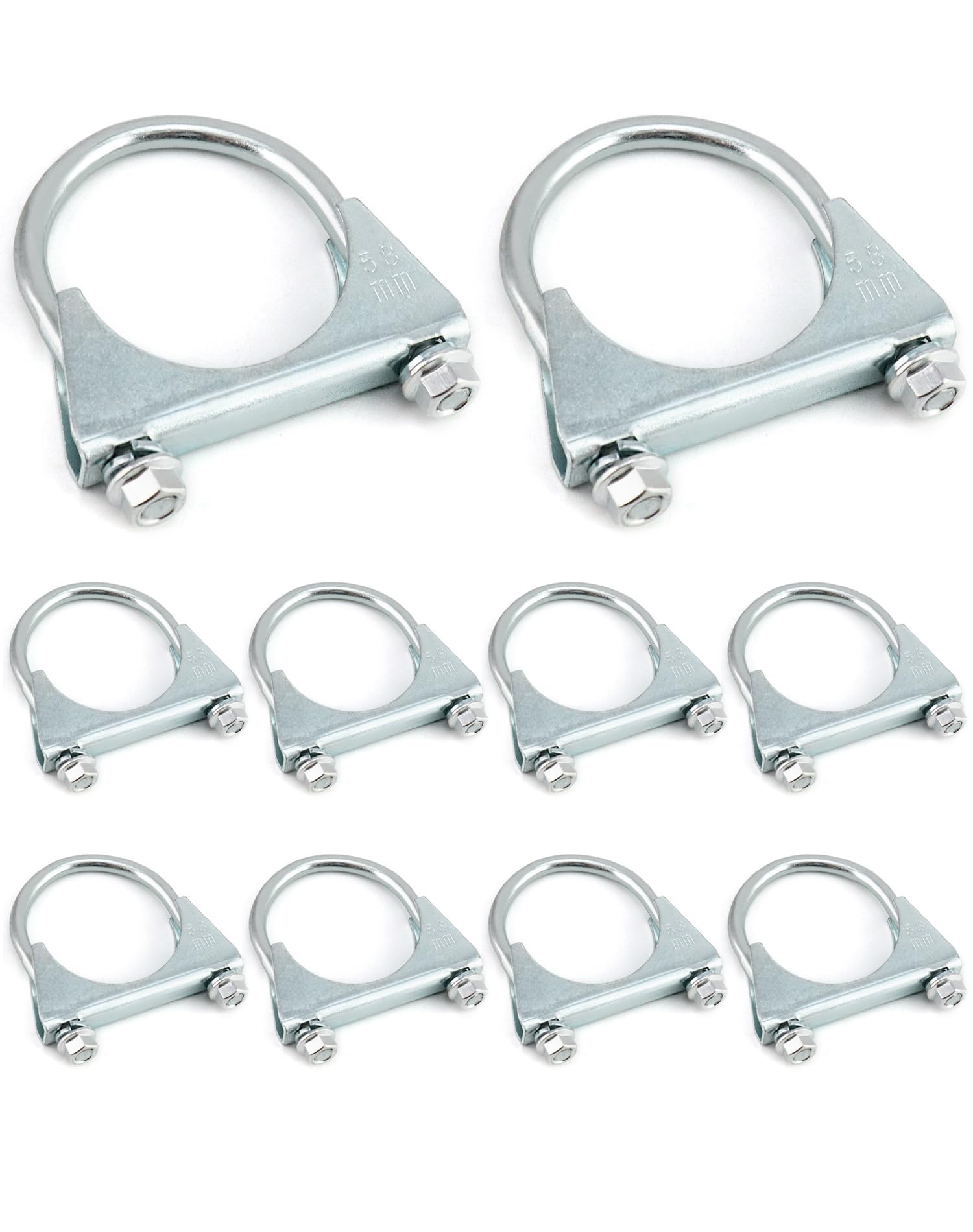 QWORK 2.5-inch galvanized U-bolt clamp closeup showing bright finish and durable steel