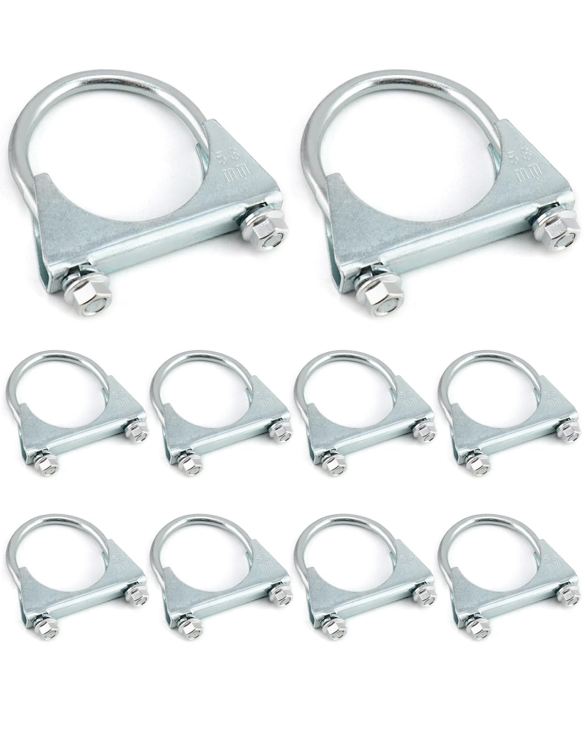 QWORK 2.5-inch galvanized U-bolt clamp closeup showing bright finish and durable steel