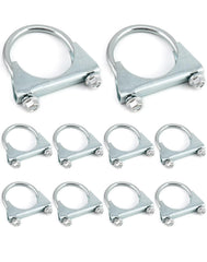 QWORK 2.5-inch galvanized U-bolt clamp closeup showing bright finish and durable steel