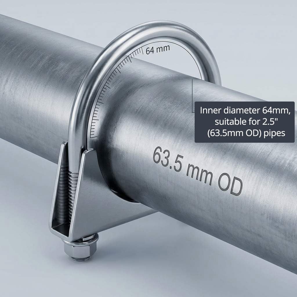 QWORK 2.5-inch galvanized U-bolt exhaust clamp pack ready for repairs