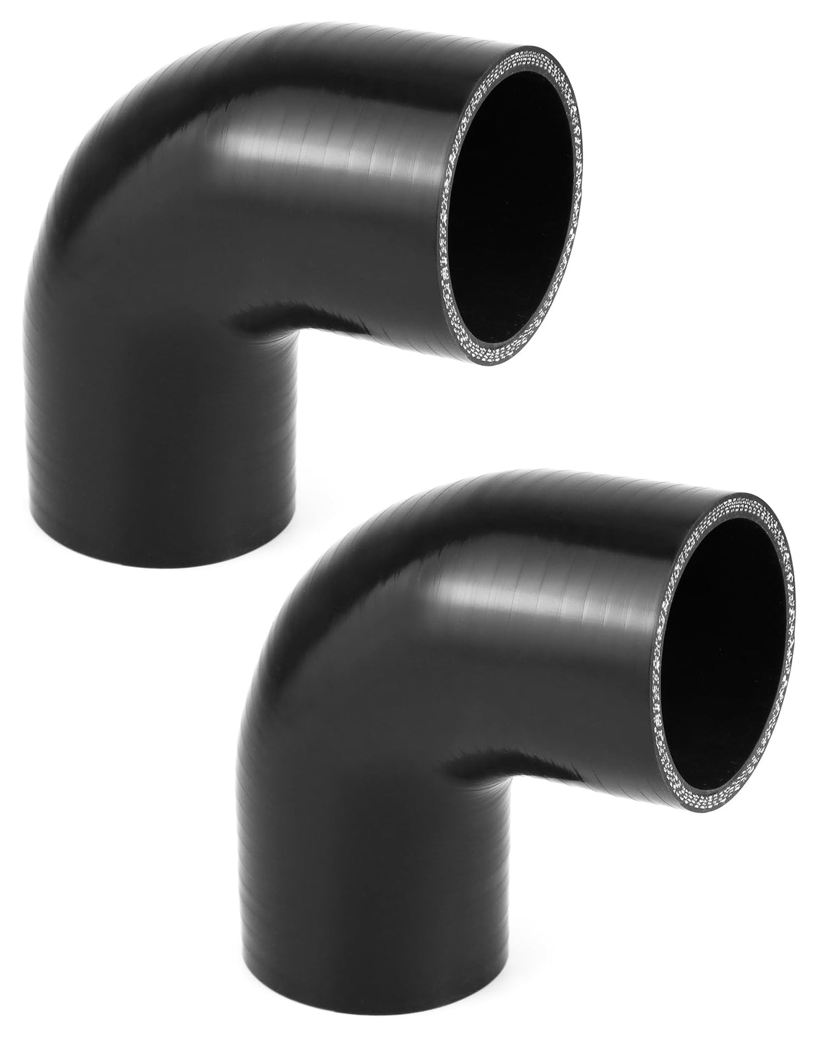 QWORK 90-degree elbow silicone hose with 2.5 inch ID for turbo piping connections.