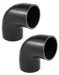 QWORK 90-degree elbow silicone hose close-up showing 3in ID for turbo piping
