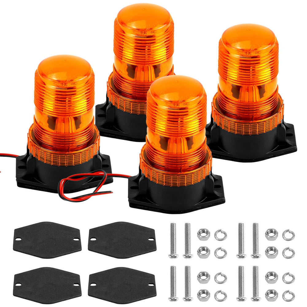 QWORK Amber LED strobe lights four-pack base for durable operation