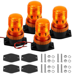 QWORK Amber LED strobe lights four-pack base for durable operation