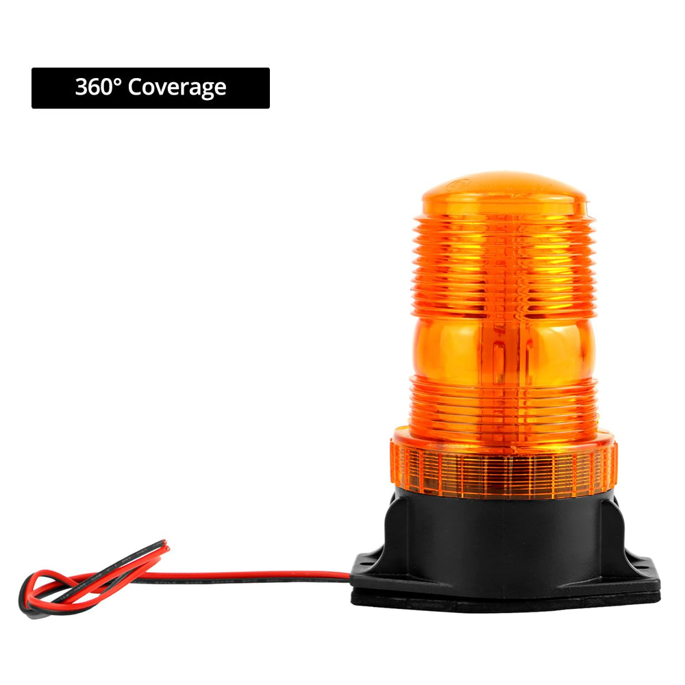QWORK amber beacon with polycarbonate lens and 360-degree visibility