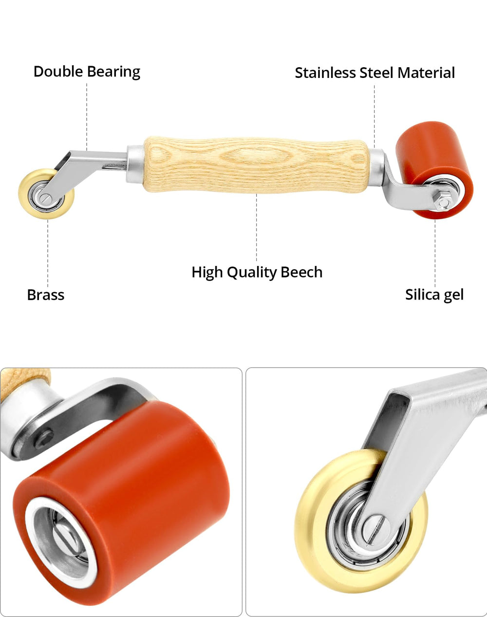 QWORK brass-detail 6mm roller for precision corner seaming