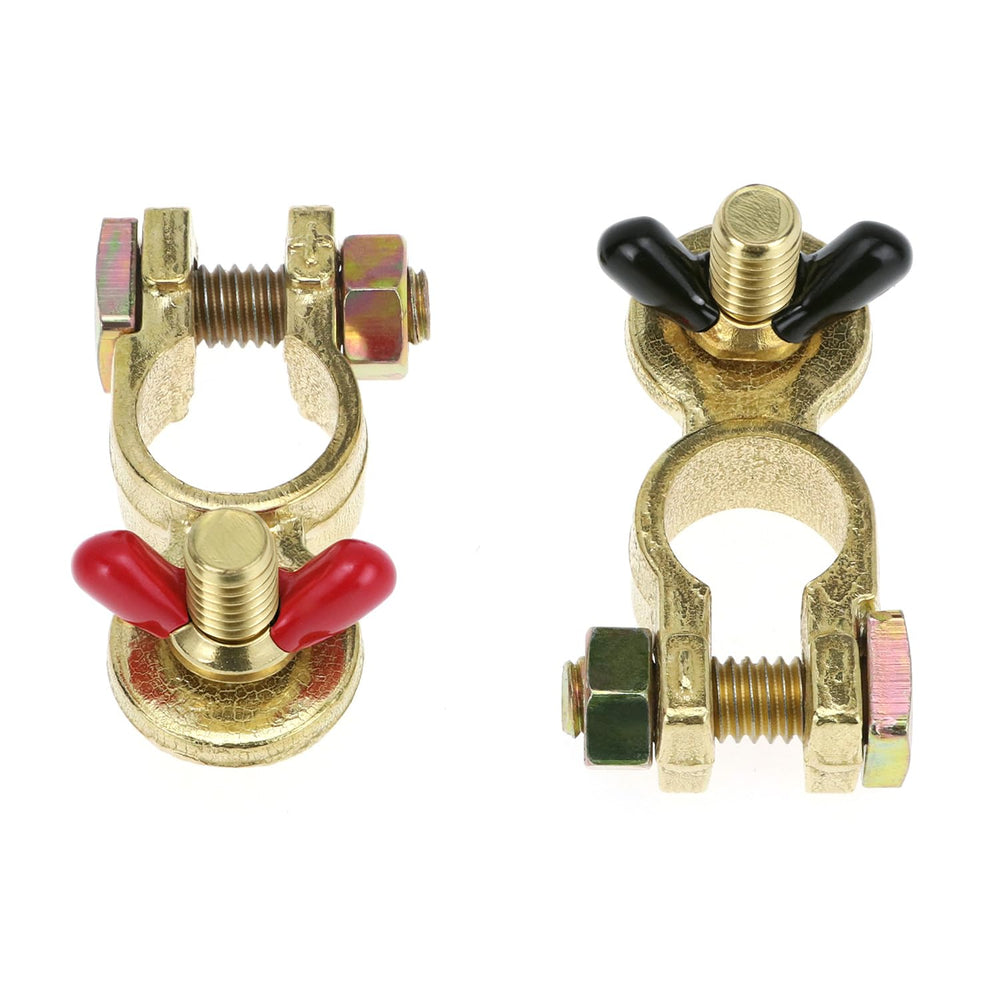 QWORK brass marine top-post negative terminal clamp for boats, reliable electrical connection.
