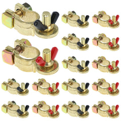 QWORK brass marine top-post positive terminal clamp for boats, corrosion-resistant and durable.