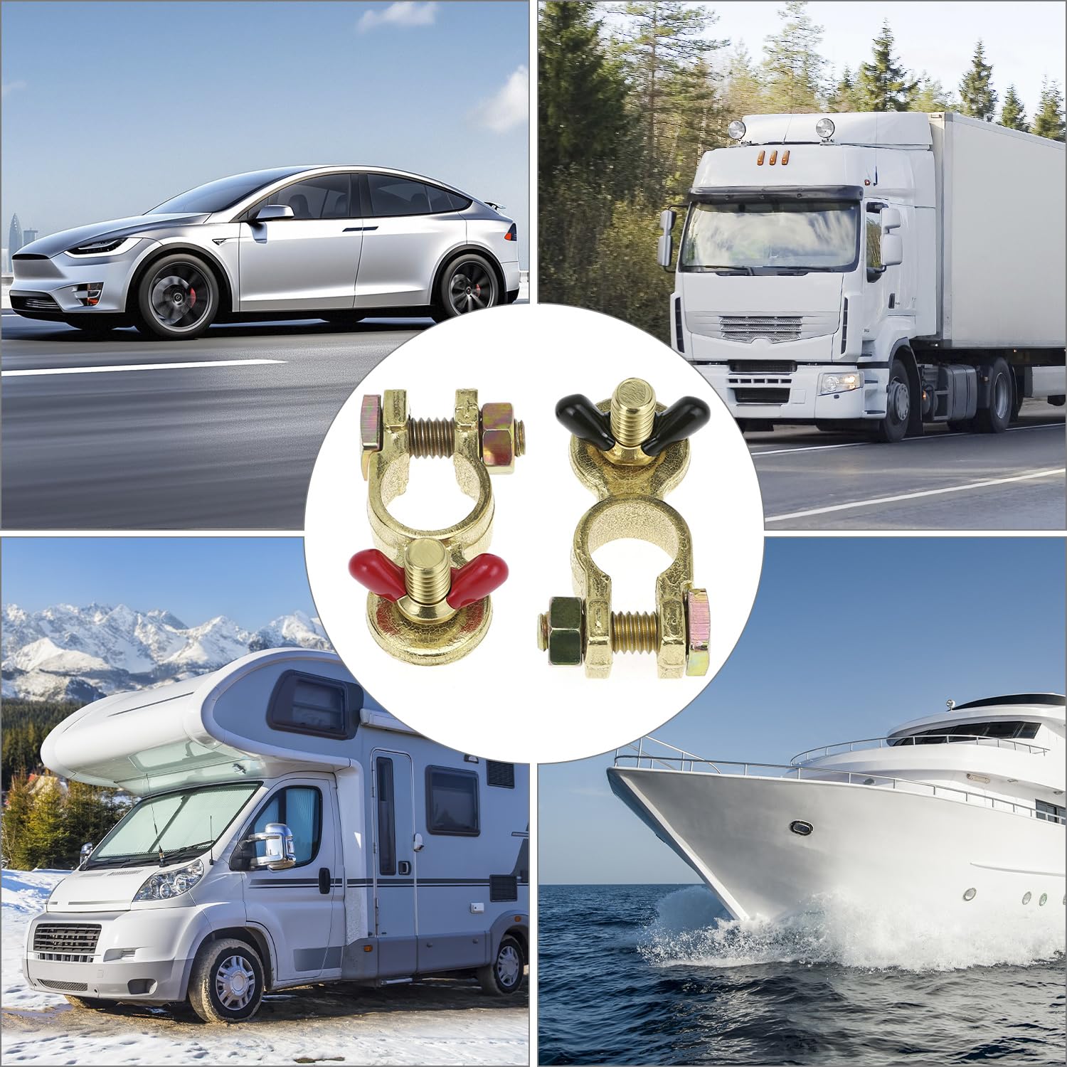 Durable QWORK brass top-post terminals built to withstand harsh marine conditions.