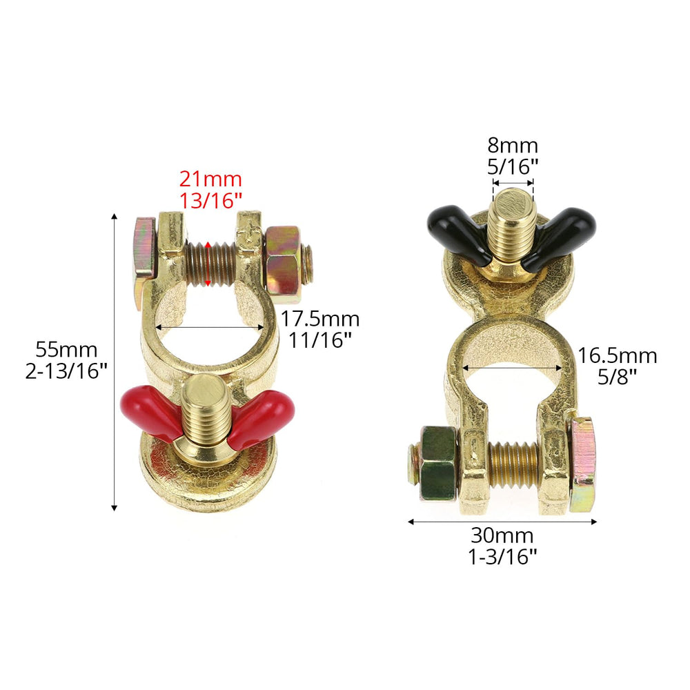 QWORK brass top-post terminals fit standard batteries, broad compatibility.