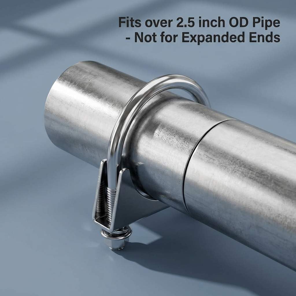 QWORK exhaust pipe connection clamp provides firm fit.