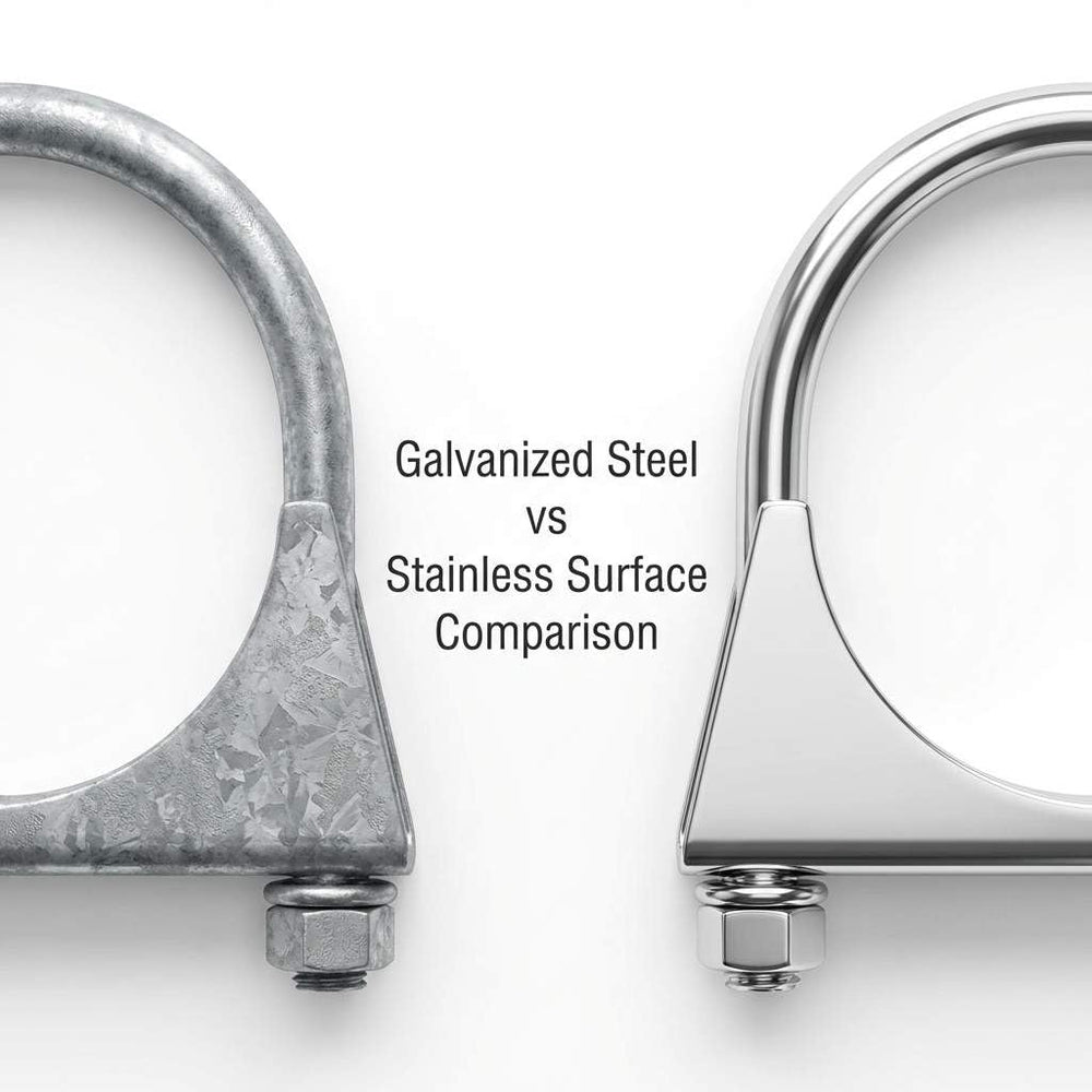 QWORK galvanized steel U-bolt clamp sized for standard exhaust tubing