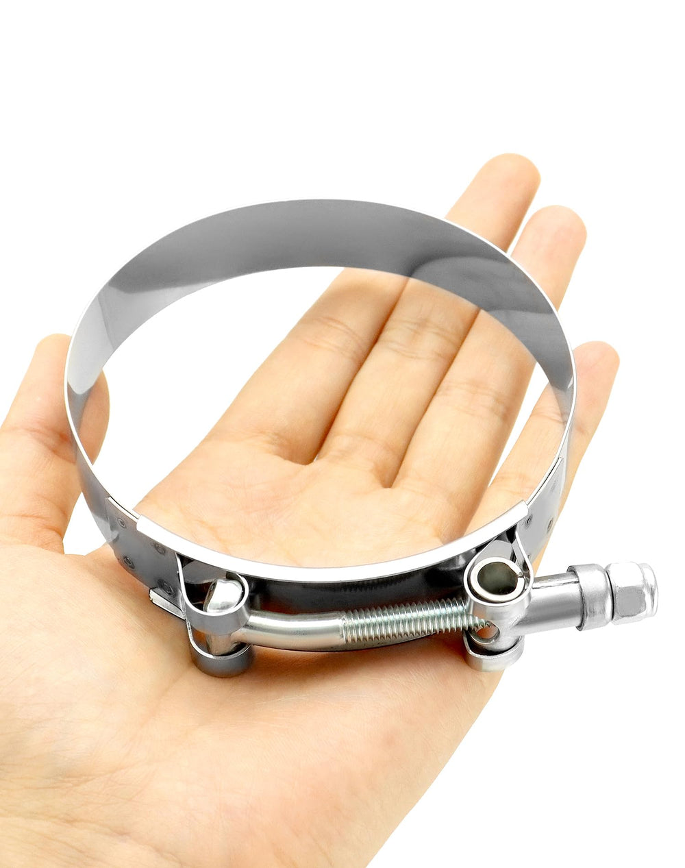QWORK stainless clamp shows anti-rust finish for harsh environments.