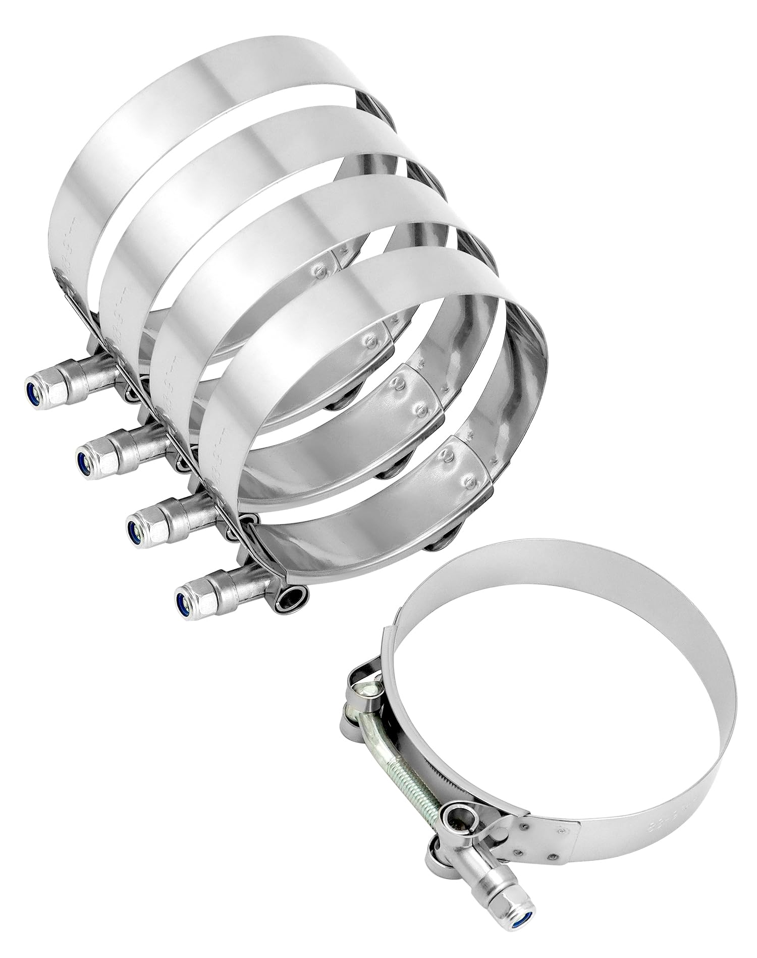 QWORK intake system hose clamp installed on radiator hose for secure fit.