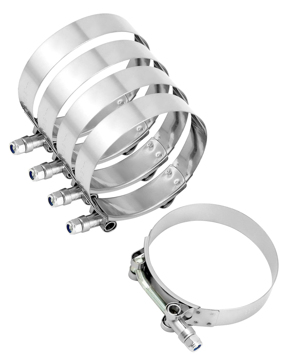 QWORK intake system hose clamp installed on radiator hose for secure fit.