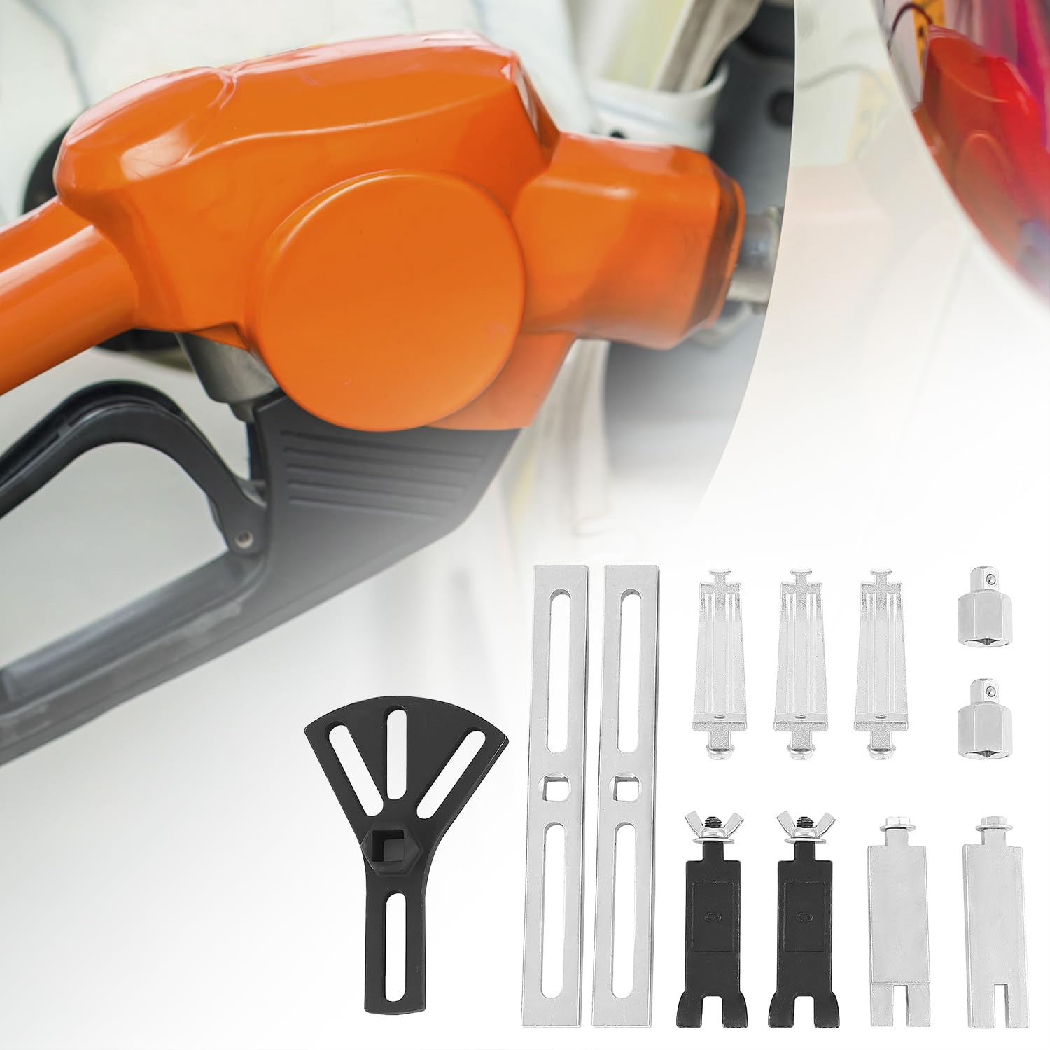QWORK mechanic using fuel pump tool to service a vehicle