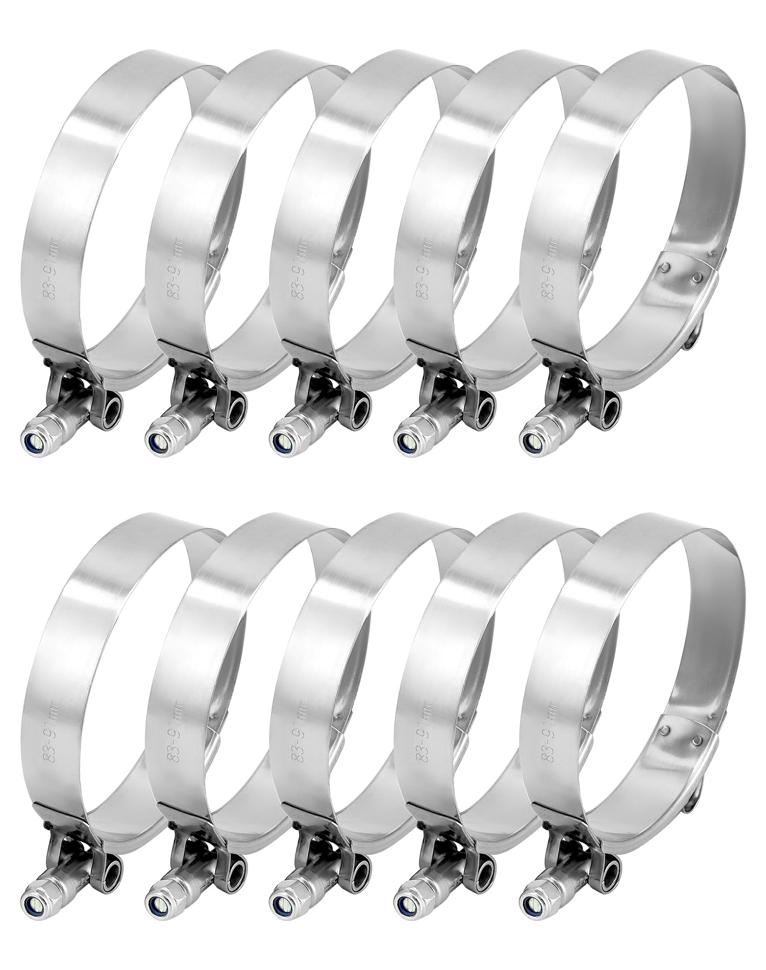 QWORK pack of 10 hose clamps laid out for kit organization.