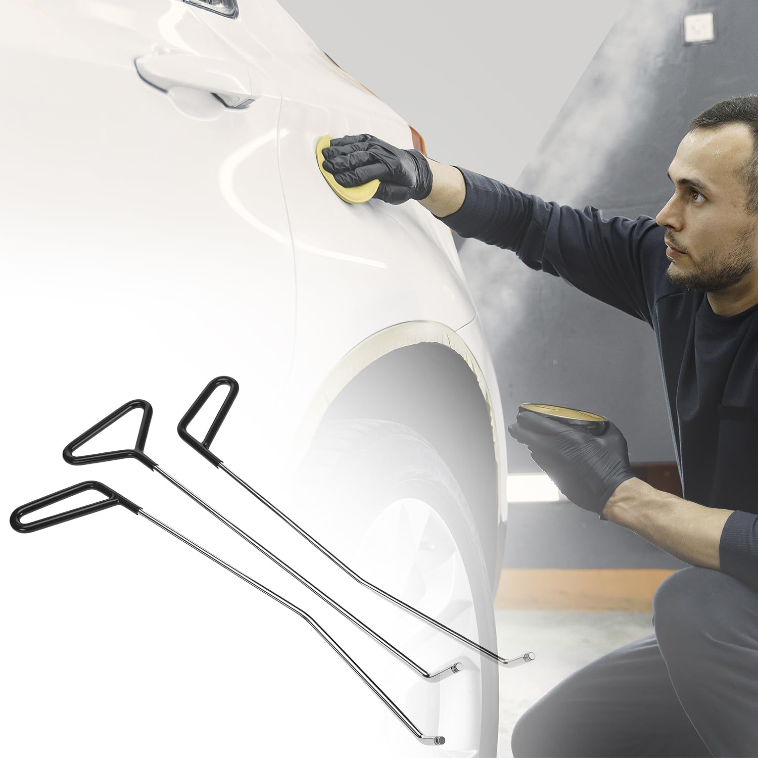 QWORK PDR kit in action for DIY dent repair tasks