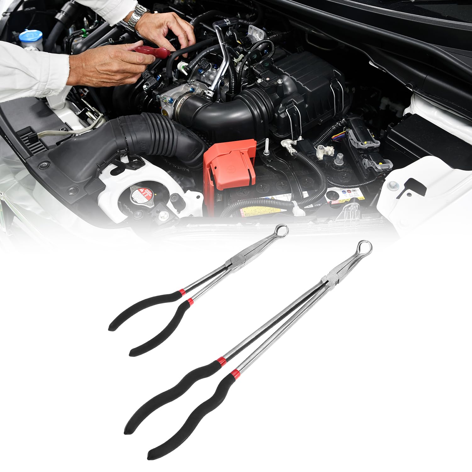 QWORK pliers protect wire boots during removal in cramped spaces.
