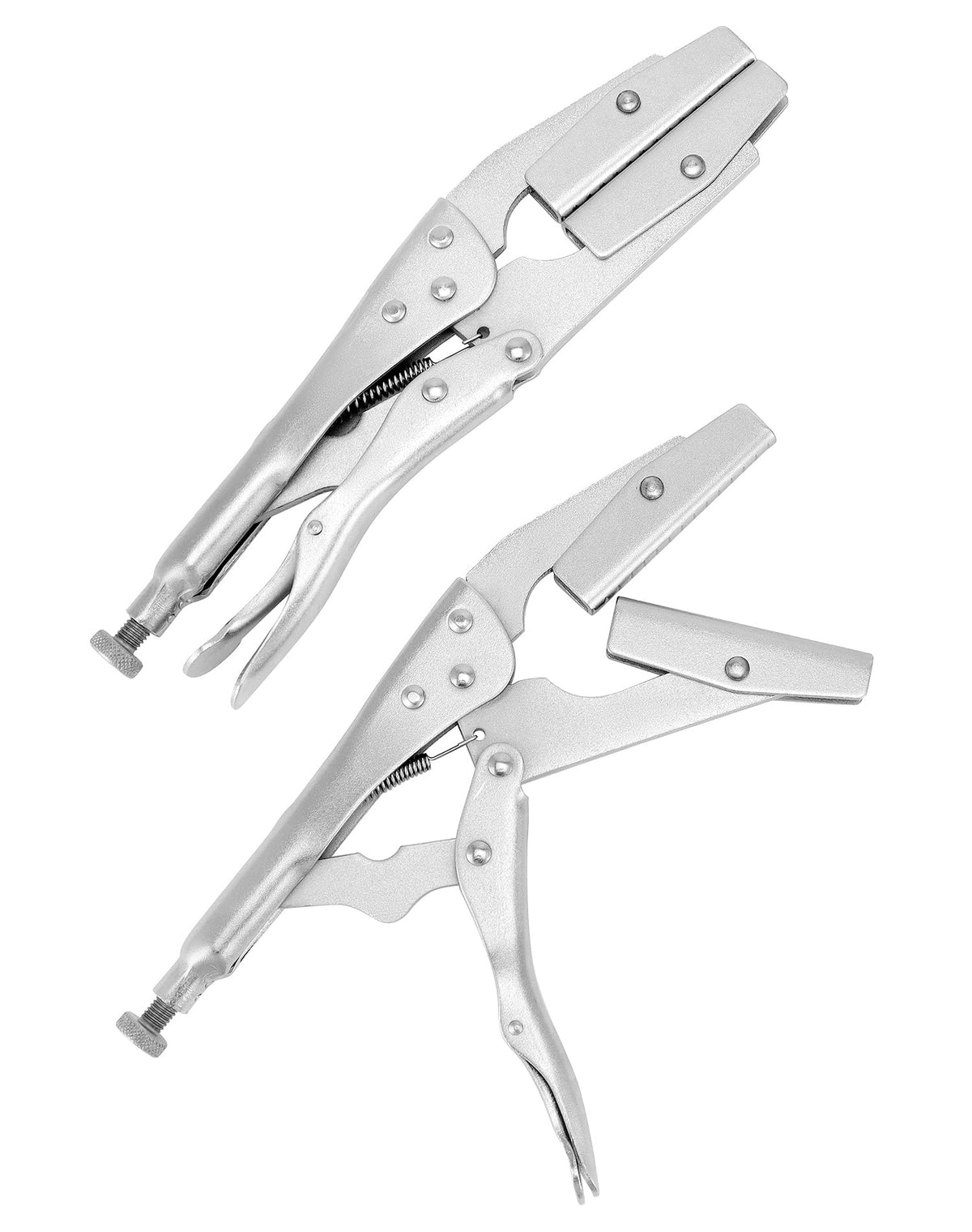 QWORK radiator hose clamp set with 10-inch pliers for secure, one-handed hose isolation.